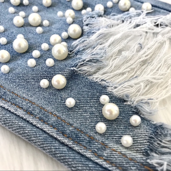 LAST ONE! ❤️ Pearl Embellished Straight Leg Denim - Picture 3 of 6